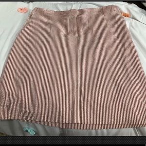 J Crew red/white seersucker skirt